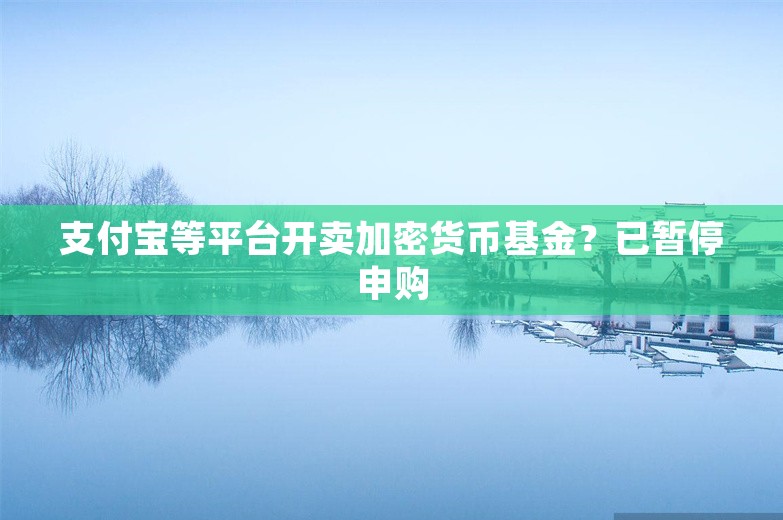 支付宝等平台开卖加密货币基金？已暂停申购