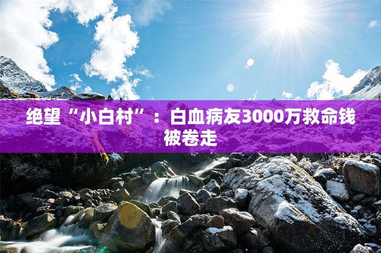 绝望“小白村”：白血病友3000万救命钱被卷走