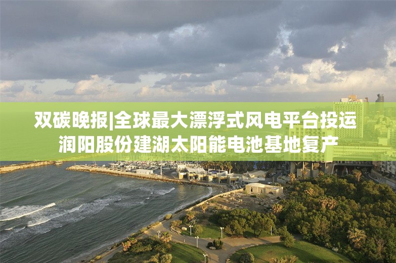 双碳晚报|全球最大漂浮式风电平台投运 润阳股份建湖太阳能电池基地复产