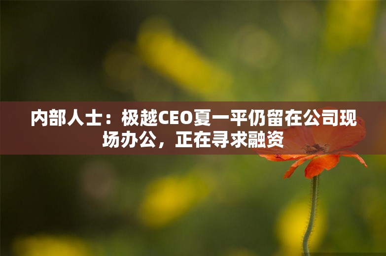 内部人士：极越CEO夏一平仍留在公司现场办公，正在寻求融资