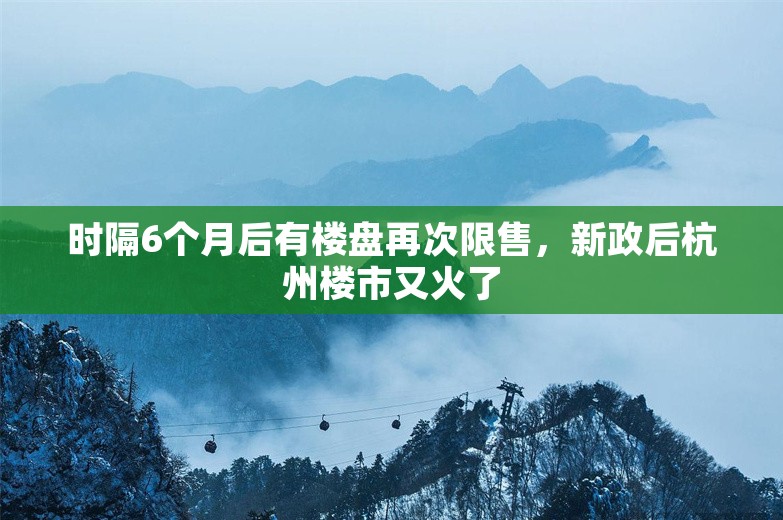 时隔6个月后有楼盘再次限售，新政后杭州楼市又火了