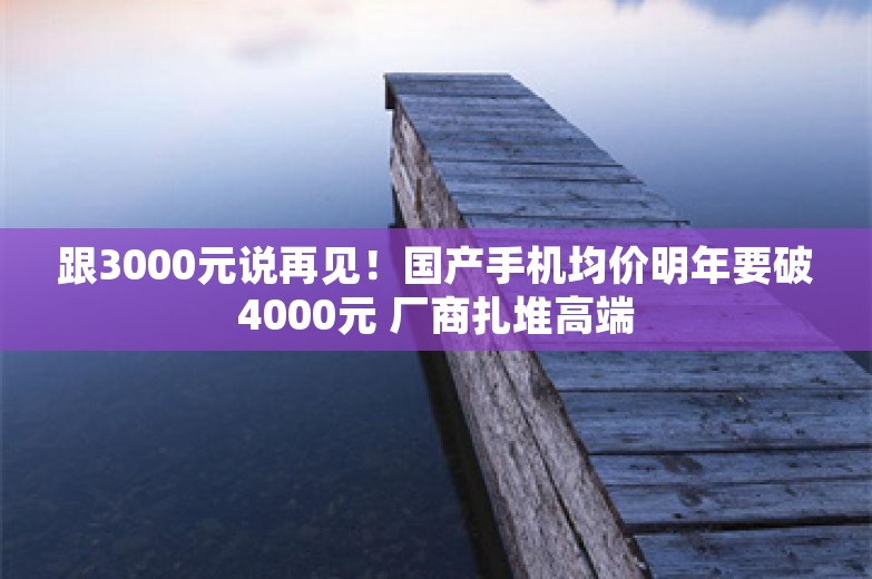 跟3000元说再见！国产手机均价明年要破4000元 厂商扎堆高端