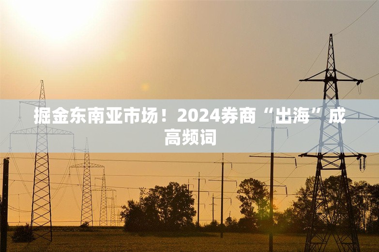 掘金东南亚市场！2024券商“出海”成高频词