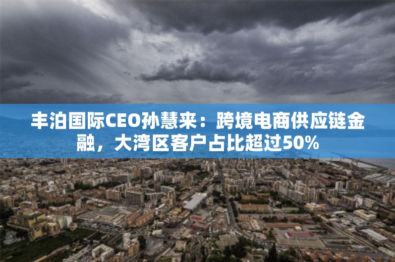 丰泊国际CEO孙慧来：跨境电商供应链金融，大湾区客户占比超过50%