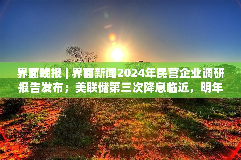 界面晚报 | 界面新闻2024年民营企业调研报告发布；美联储第三次降息临近，明年下半年或结束宽松周期