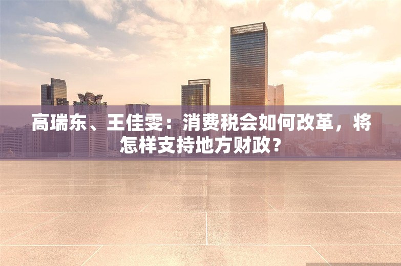 高瑞东、王佳雯：消费税会如何改革，将怎样支持地方财政？