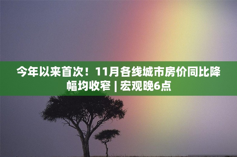 今年以来首次！11月各线城市房价同比降幅均收窄 | 宏观晚6点