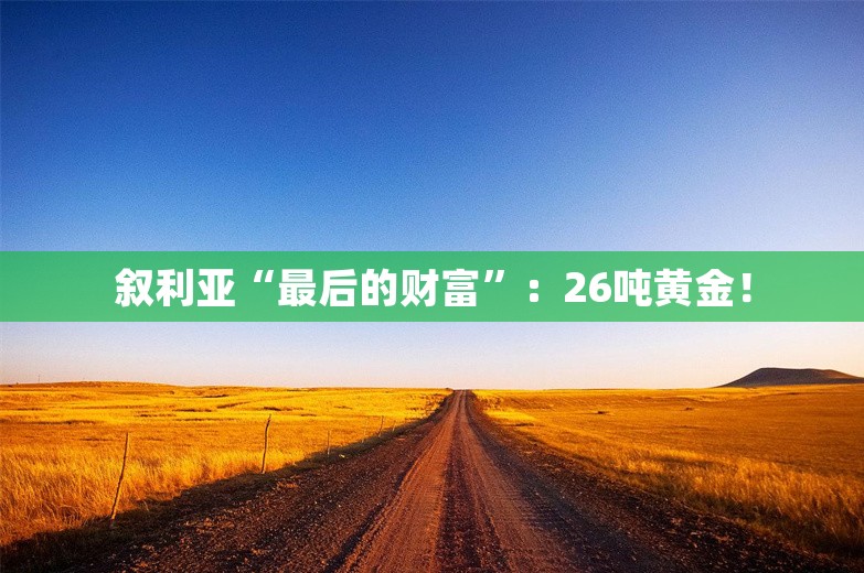 叙利亚“最后的财富”：26吨黄金！