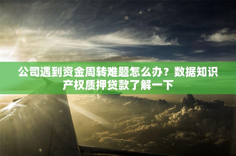 公司遇到资金周转难题怎么办？数据知识产权质押贷款了解一下