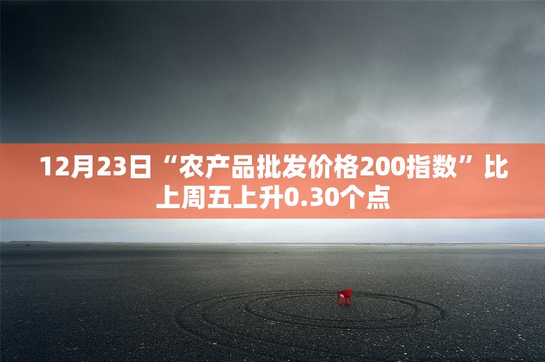 12月23日“农产品批发价格200指数”比上周五上升0.30个点