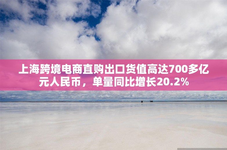 上海跨境电商直购出口货值高达700多亿元人民币，单量同比增长20.2%