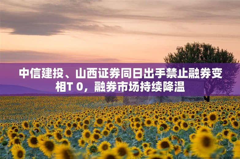 中信建投、山西证券同日出手禁止融券变相T 0，融券市场持续降温