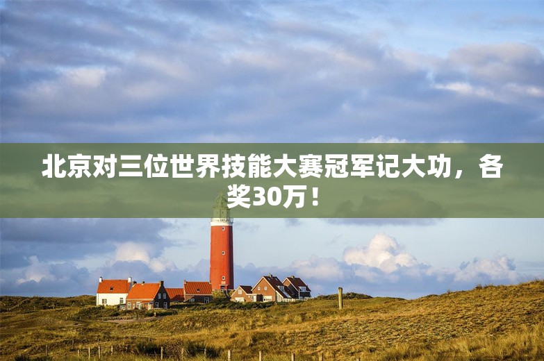 北京对三位世界技能大赛冠军记大功，各奖30万！