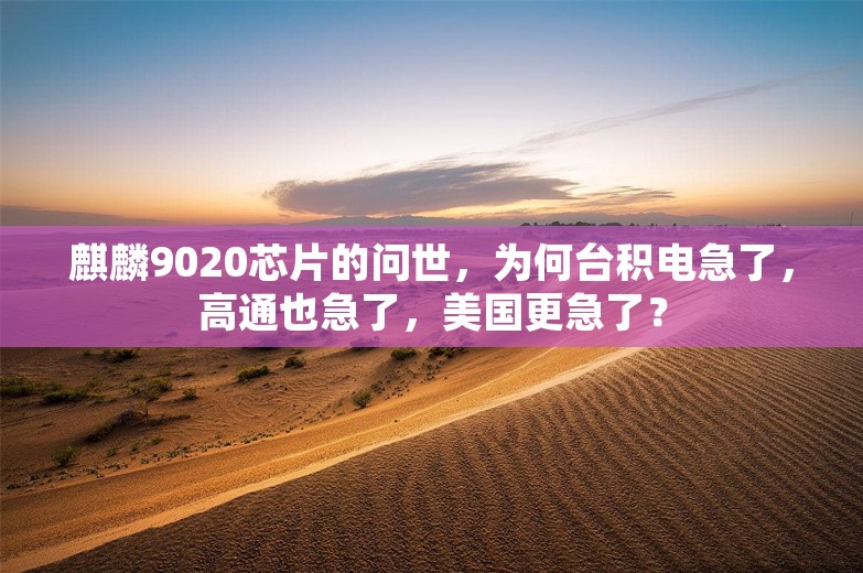 麒麟9020芯片的问世，为何台积电急了，高通也急了，美国更急了？