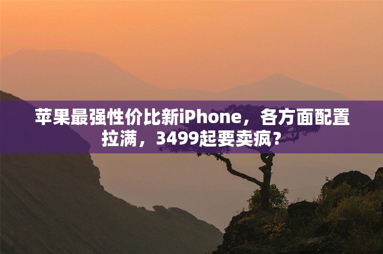 苹果最强性价比新iPhone，各方面配置拉满，3499起要卖疯？