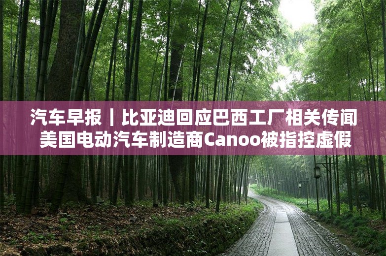 汽车早报｜比亚迪回应巴西工厂相关传闻 美国电动汽车制造商Canoo被指控虚假宣传