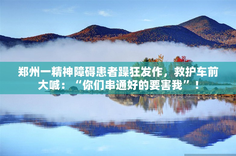 郑州一精神障碍患者躁狂发作，救护车前大喊：“你们串通好的要害我”！