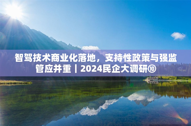 智驾技术商业化落地，支持性政策与强监管应并重｜2024民企大调研⑩