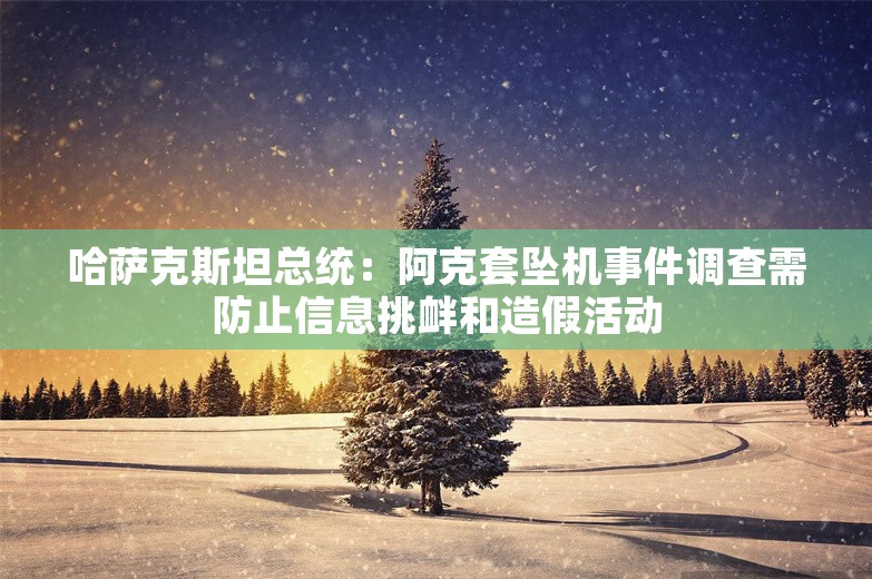 哈萨克斯坦总统：阿克套坠机事件调查需防止信息挑衅和造假活动