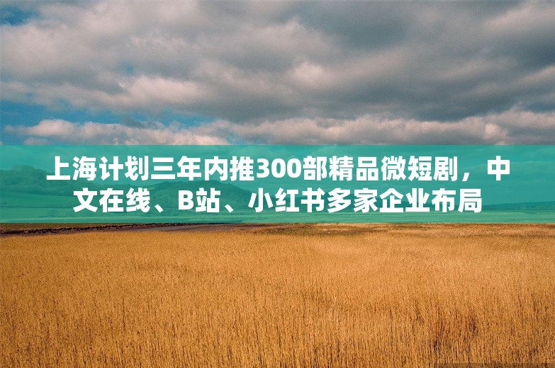 上海计划三年内推300部精品微短剧，中文在线、B站、小红书多家企业布局
