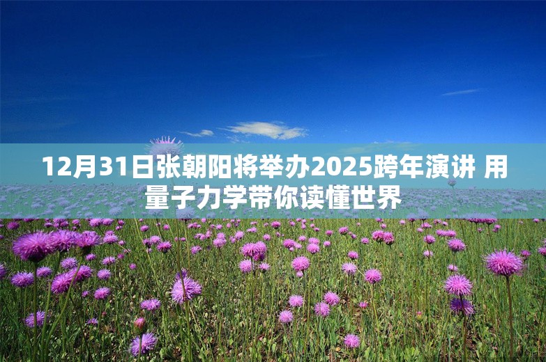 12月31日张朝阳将举办2025跨年演讲 用量子力学带你读懂世界