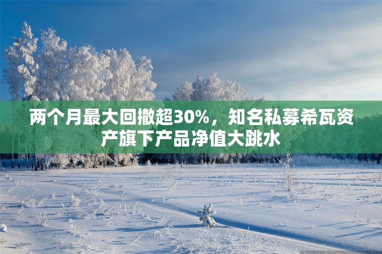 两个月最大回撤超30%，知名私募希瓦资产旗下产品净值大跳水