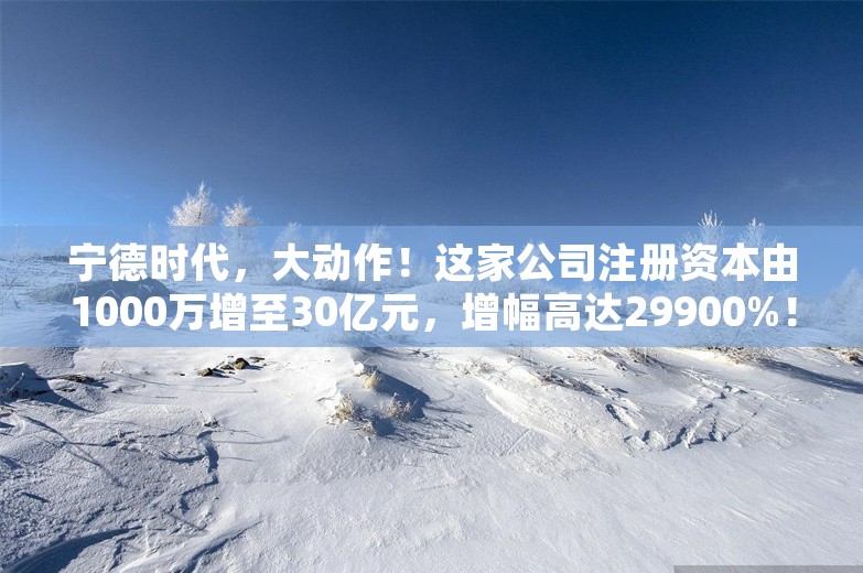 宁德时代，大动作！这家公司注册资本由1000万增至30亿元，增幅高达29900%！啥情况？