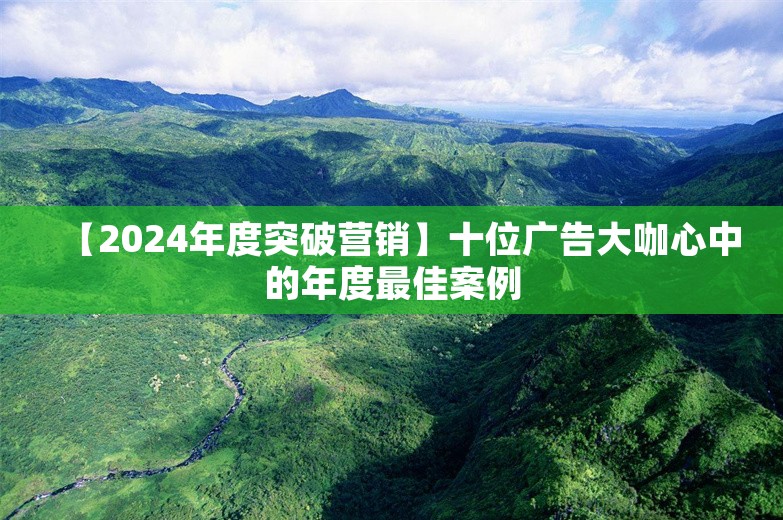 【2024年度突破营销】十位广告大咖心中的年度最佳案例