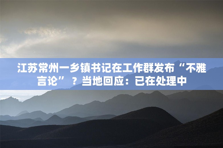 江苏常州一乡镇书记在工作群发布“不雅言论” ？当地回应：已在处理中