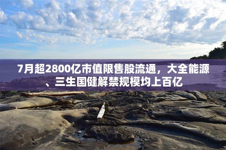 7月超2800亿市值限售股流通，大全能源、三生国健解禁规模均上百亿