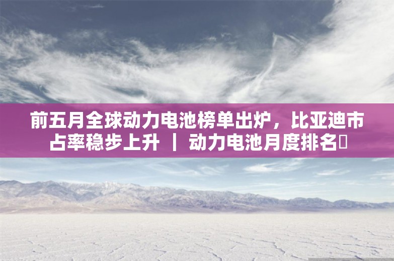 前五月全球动力电池榜单出炉，比亚迪市占率稳步上升 ｜ 动力电池月度排名⑬