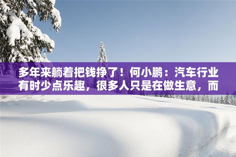 多年来躺着把钱挣了！何小鹏：汽车行业有时少点乐趣，很多人只是在做生意，而很少人在认真做技术【附新能源汽车行业现状分析】