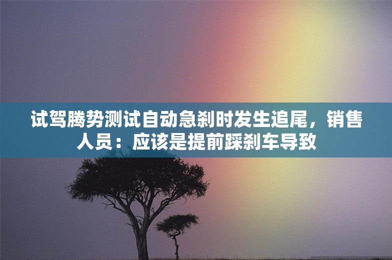 试驾腾势测试自动急刹时发生追尾，销售人员：应该是提前踩刹车导致