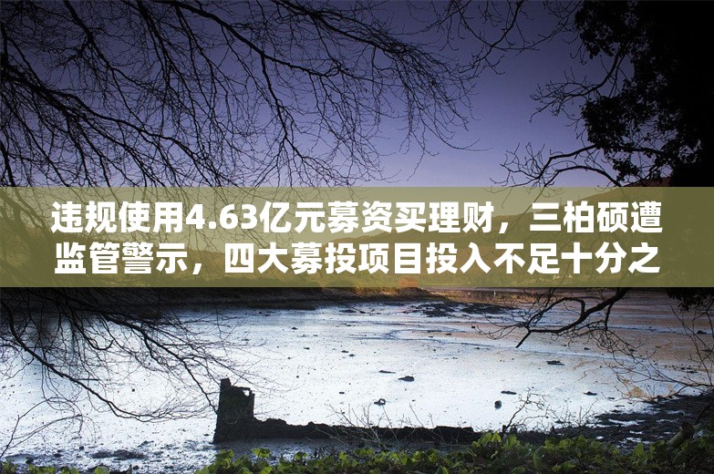 违规使用4.63亿元募资买理财，三柏硕遭监管警示，四大募投项目投入不足十分之一