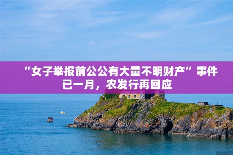 “女子举报前公公有大量不明财产”事件已一月，农发行再回应