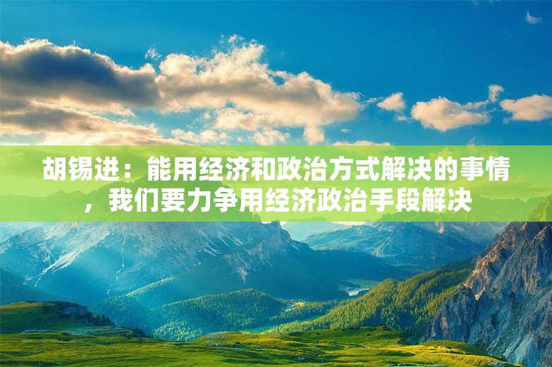 胡锡进：能用经济和政治方式解决的事情，我们要力争用经济政治手段解决