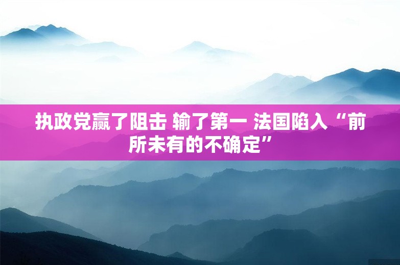 执政党赢了阻击 输了第一 法国陷入“前所未有的不确定”