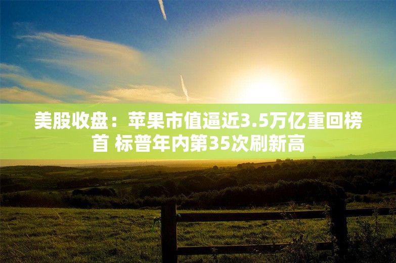 美股收盘：苹果市值逼近3.5万亿重回榜首 标普年内第35次刷新高