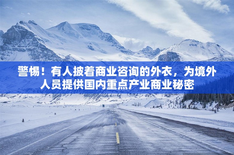 警惕！有人披着商业咨询的外衣，为境外人员提供国内重点产业商业秘密