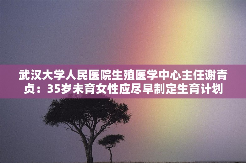 武汉大学人民医院生殖医学中心主任谢青贞：35岁未育女性应尽早制定生育计划