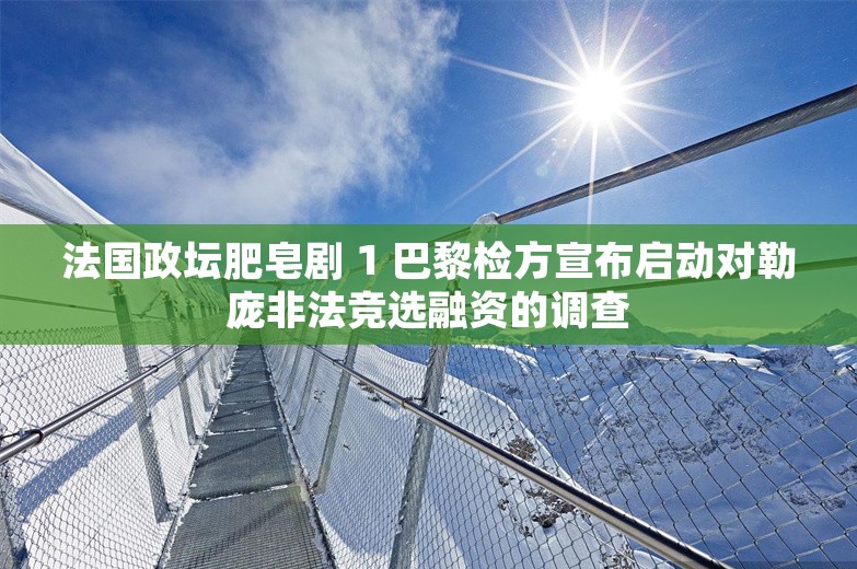 法国政坛肥皂剧 1 巴黎检方宣布启动对勒庞非法竞选融资的调查