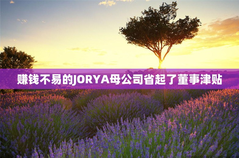 赚钱不易的JORYA母公司省起了董事津贴