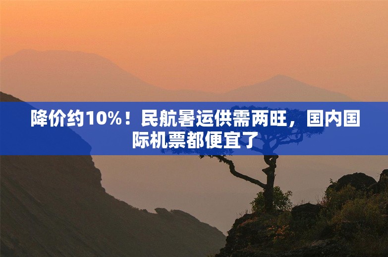 降价约10%！民航暑运供需两旺，国内国际机票都便宜了