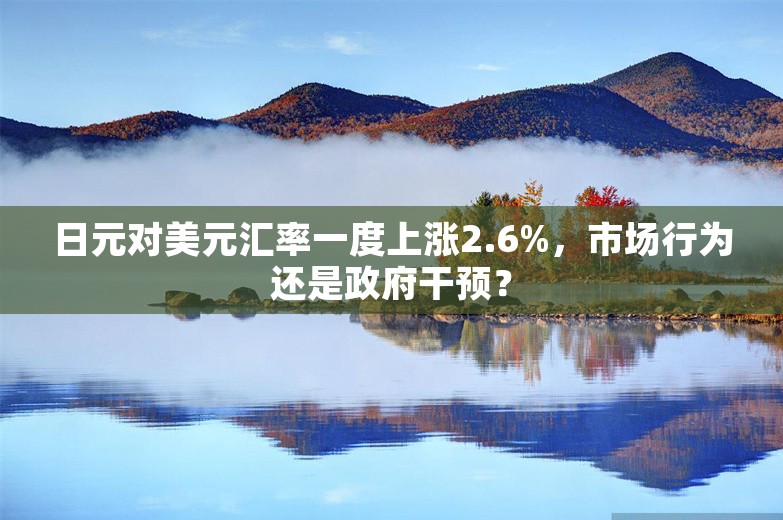 日元对美元汇率一度上涨2.6%，市场行为还是政府干预？