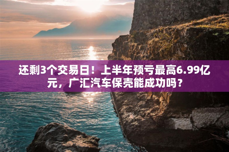 还剩3个交易日！上半年预亏最高6.99亿元，广汇汽车保壳能成功吗？