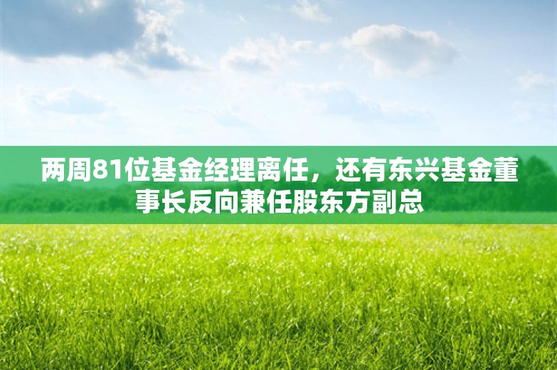 两周81位基金经理离任，还有东兴基金董事长反向兼任股东方副总