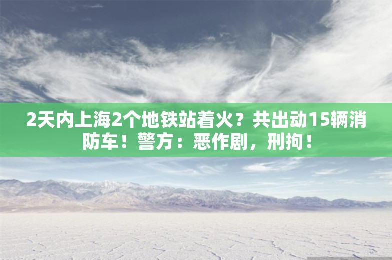 2天内上海2个地铁站着火？共出动15辆消防车！警方：恶作剧，刑拘！