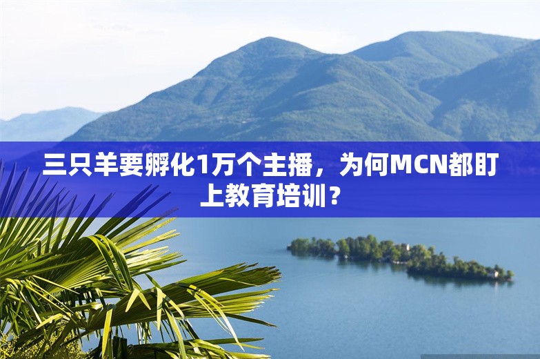 三只羊要孵化1万个主播，为何MCN都盯上教育培训？