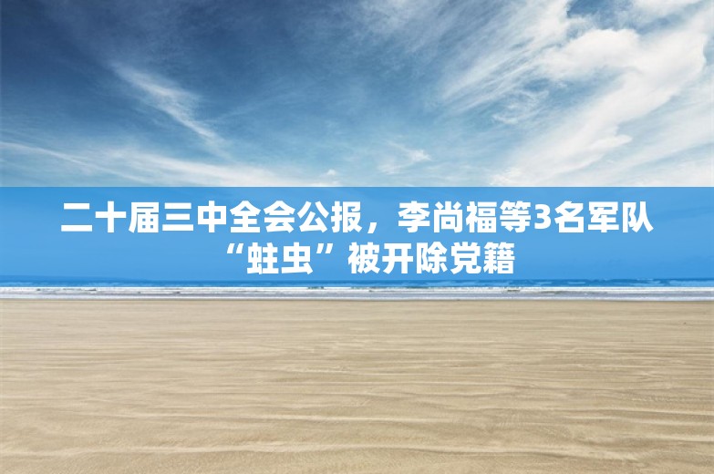 二十届三中全会公报，李尚福等3名军队“蛀虫”被开除党籍