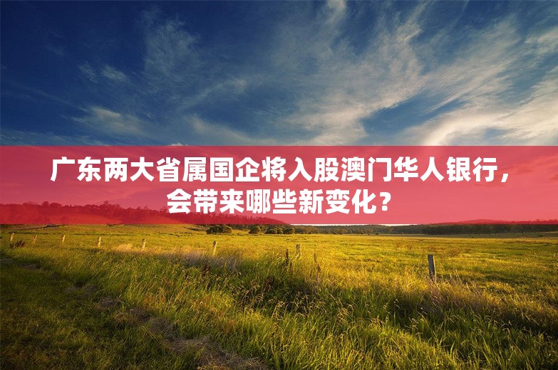 广东两大省属国企将入股澳门华人银行，会带来哪些新变化？